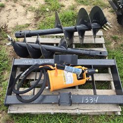 Skid steer, bobcat x-change, or tractor with stump planer, extension bars, adapters, and (3) augers.