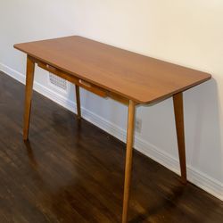 Mid Century Modern Wood Table w Drawers