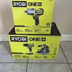 BRAND NEW RYOBI ONE  18V TOOL SET. 🧰.  CIRCULAR SAW.  IMPACT WRENCH. DRILL. 2 BATTERIES. CHARGER.  TOOL BAG.  ALL $235 🎄🎄🔥🔥