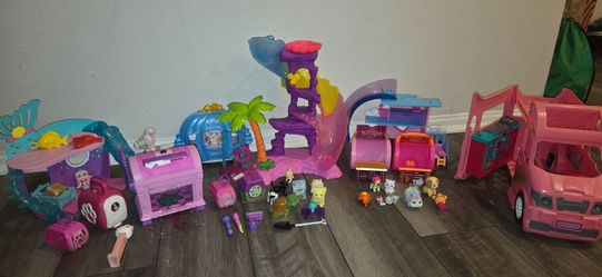 Huge Lot of Playsets and Adventure Camper LOL Barbie Little People Shopkins set