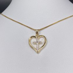 925 Diamond Heart cross Necklace 