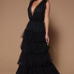 Black ruffle gala gown/dress