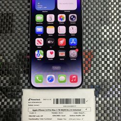 Unlocked Apple iPhone 14 Pro Max 1TB 1 Terabyte 100% BH
