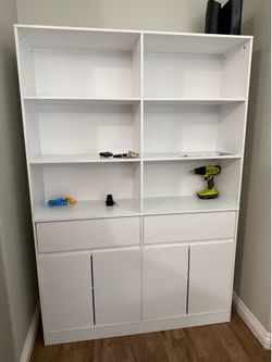 69" Tall 5-Tier Bookshelf with Doors and Drawers
