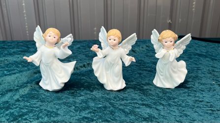 Home Interiors and gift. Set of 3 Porcelain Angel Figurines.