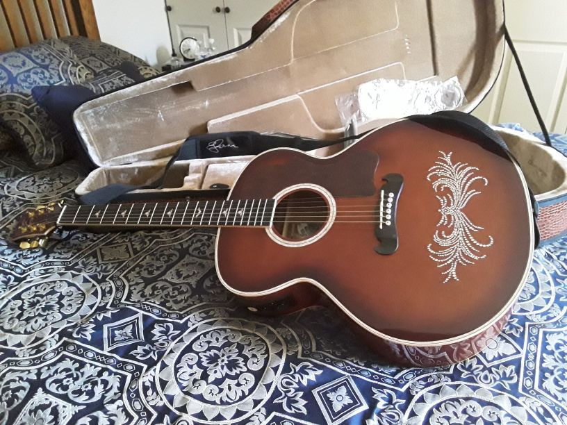 NEW ESTEBAN AMBER JOE ROCK ON ACOUSTIC/ELECTRIC GUITAR CERTIFICATE LIMITED EDITION