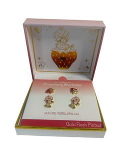Strawberry Shortcake Earrings Gold Plated Set