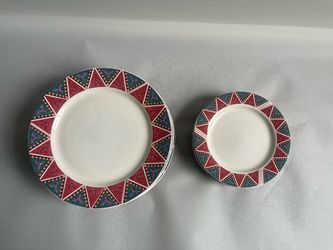 Vintage 1990s Carrera Century Aztec Southwestern Stoneware Plates Set of 11