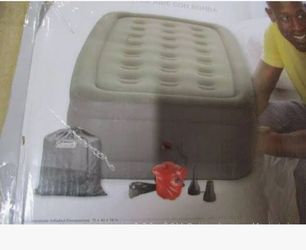 COLEMAN TWIN DOUBLE HIGH QUICK BED AIR MATTRESS WITH PUMP , BOUGHT TRIED ONCE NEVER USED PRACTICALLY BRAND NEW