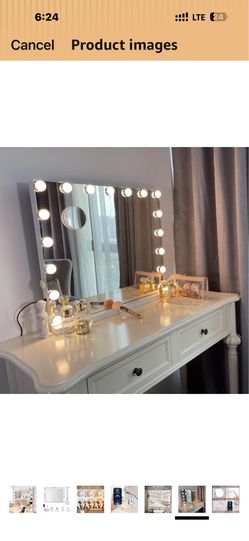 Vanity Mirror with Lights, 24.4"x21.2" Lighted Makeup Mirror with 3 Dimmable Color Modes, 17 LED $45 • PASADENA, CA