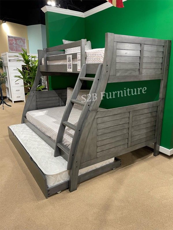 Twin Full Twin Grey Bunkbed With Ortho Mattress Included!!
