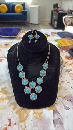 Necklace with turquoise Silver necklace with turquoise