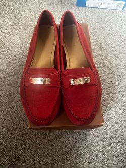 Red coach loafers size 8