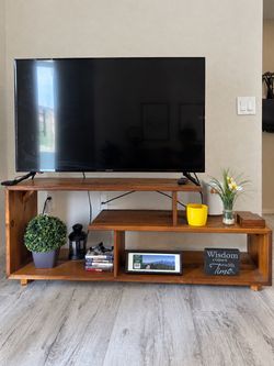 Walker Edison 60” Amber Wood TV Stand with Open Storage