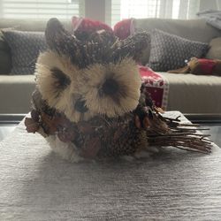 Pine Cone Wooden Owl