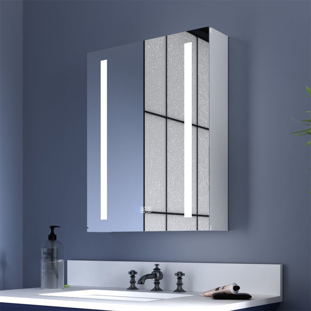 Exbrite LED Lighted Bathroom Medicine Cabinet With Mirror 24”X 30”
