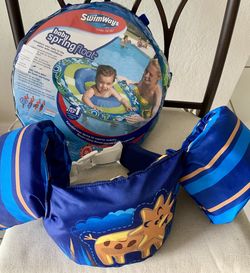 Swim ways Baby Spring Float- Step 1- 9 to 24 months old & arm floaters BUNDLE