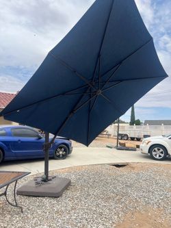 Sonkuki 10-ft Aluminum Navy Slide-tilt Cantilever Patio Umbrella with Base!