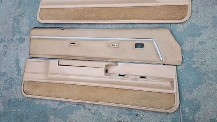 Tan Car Door Panels Set with Chrome Trim