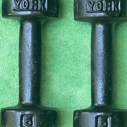 PAIR OF 5 LB. YORK COLLECTABLE DUMBBELLS 
 •    •   OTHER YORK OLYMPIC PLATES &  STANDARD PLATES AND LIGHTWEIGHT DUMBBELLS ARE ALSO AVAILABLE