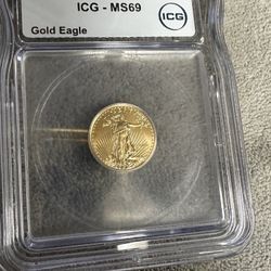 GOLD EAGLE COIN  US MINT 2016 MS 69 1/10 Ounce GRADED