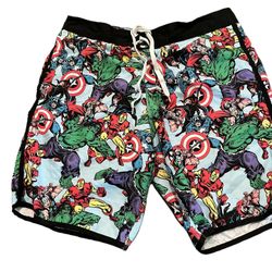 Marvel Avenger Super Heroes Swim Trunks Board Shorts Mens Sz XL