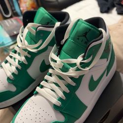 Green and White Jordan Shoes
