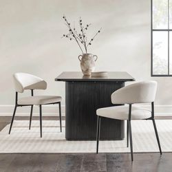 NEW in box Walker Edison Ivory Modern Curved Back Dining Chairs (Set of 2)