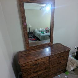 Old Wooden Dresser + Vanity Mirror