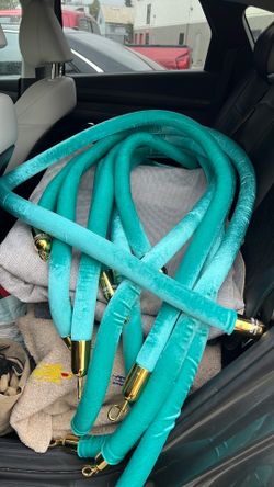 Teal 1.2M Crowd Control Rope Barrier with Hooks, Velvet Stanchion Rope for Car Shows Carpet Events Queue