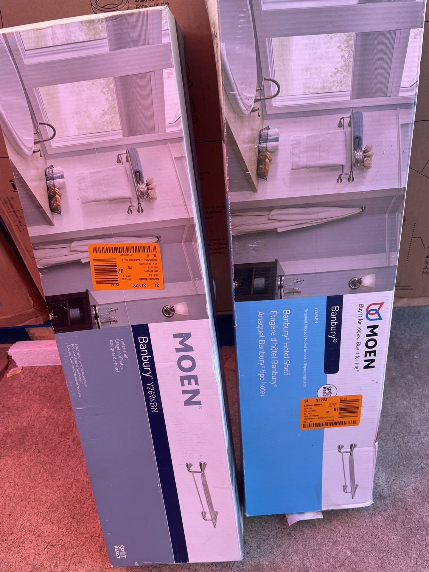 MOEN Banbury 10-1/4 in. L x 4 in. H x 24 in. W Zinc Hotel-Style Bathroom Shelf in Brushed Nickel