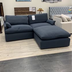 Blue Sofa With Ottoman