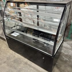 New! Polarman 60" Black Commercial Freestanding Curved Display Case NSF ETL