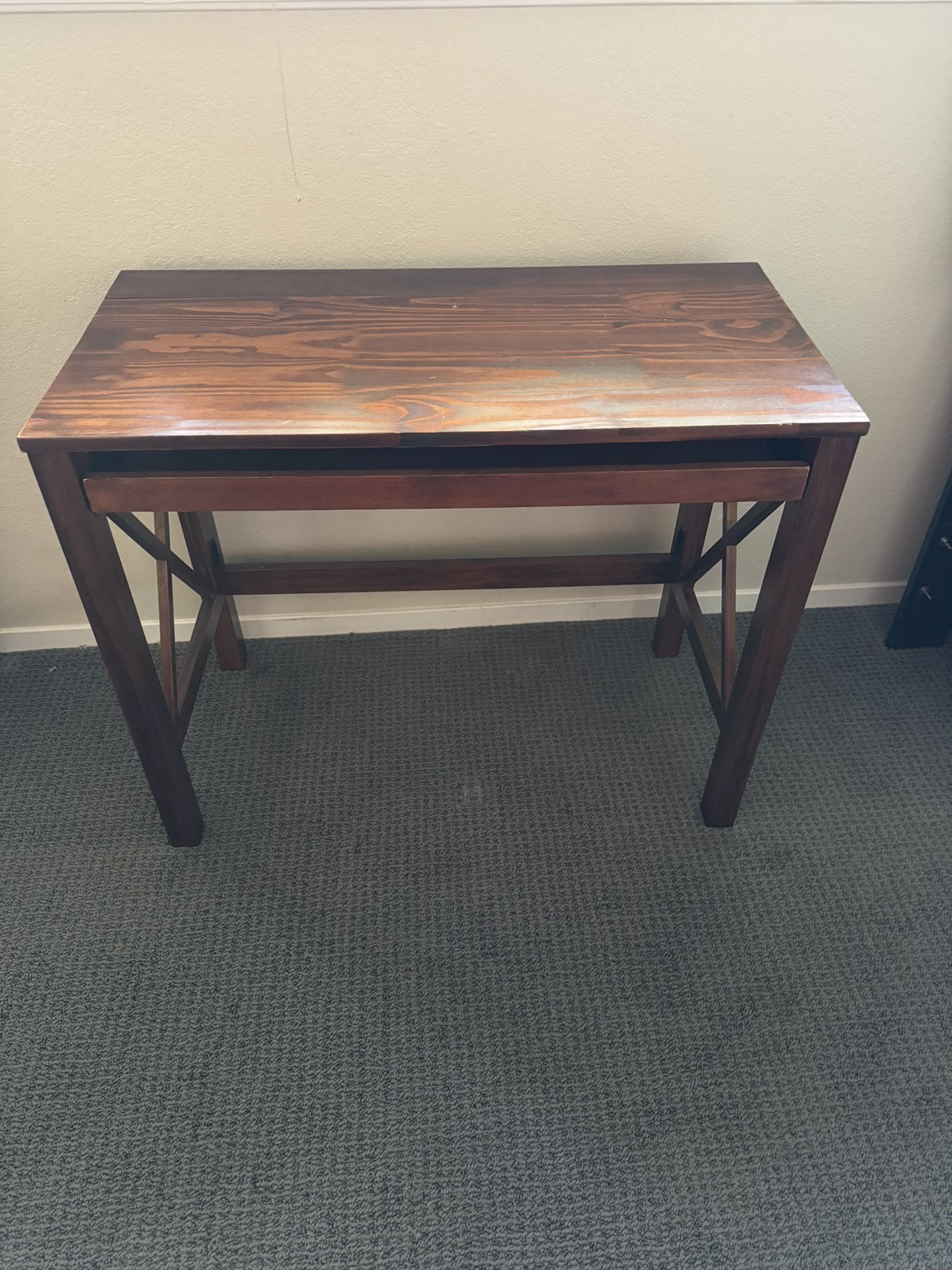 Brown Desk With Pullout For Keyboard And Supplies