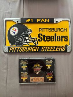 Pittsburgh Steelers License Plate Frame & Pin Set