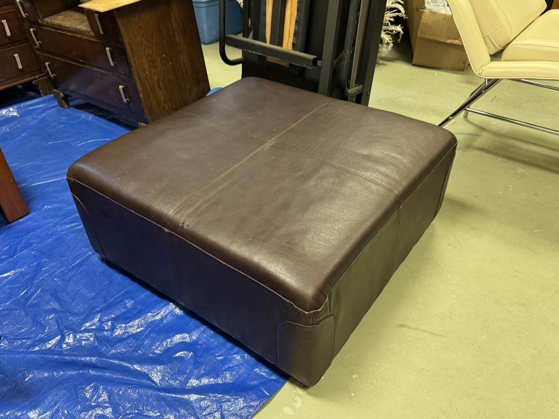 Large Leather, Oversized Ottoman