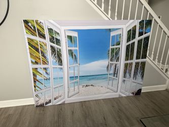 Beach Window Scenery Tapestry