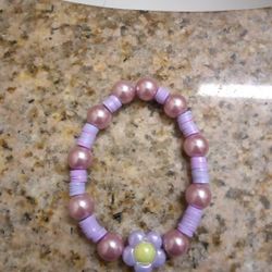 Purple Pearl And Clay Bead Bracelet