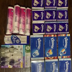 New! Kleenex Tissue Box/ Swisspers Cotton Round/ Q Tips/ Air Wick Scented Oil Air Freshener