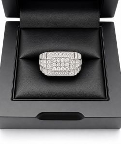 925 Sterling Silver 2.50CT MOISSANITE Square Pave Men’s Ring Size 10,11 or 12