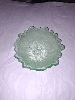 Beautiful green glass flower shaped bowl