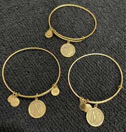 Alex and Ani Bracelets Bangles Initials J M N Gold