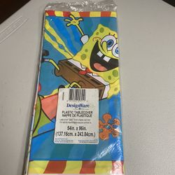 Spongebob SquarePants Satin Plastic Table Cover 54 x 96In