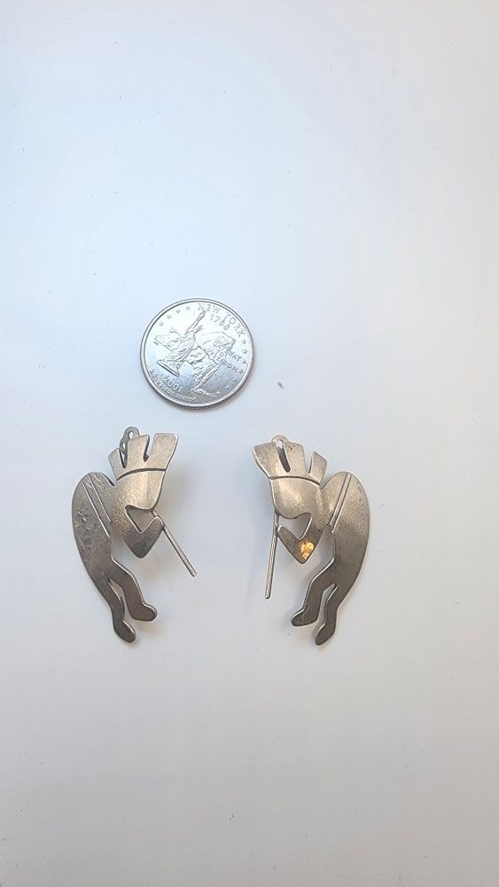 Sterling Silver Kokopelli clip on earrings