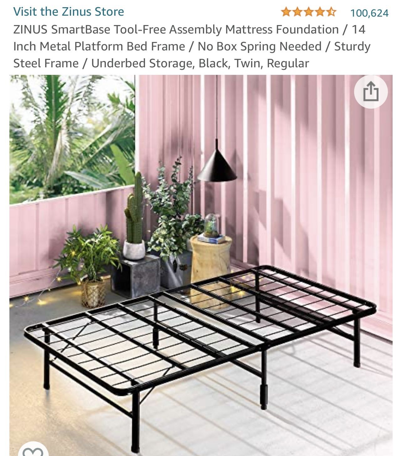 Twin Bed Zinus 14 Inch Smartbase Folding Bed Zinus Shawn Metal