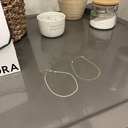 2 Ankle Bracelets Rope & Herringbone 