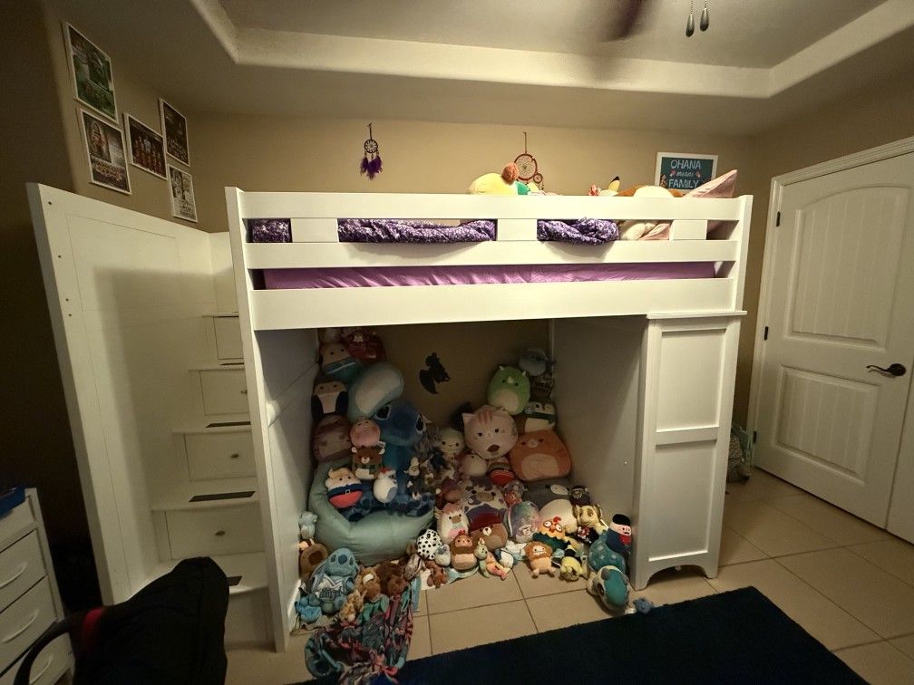 Twin Loft Bed Complete With Stairs And Dresser