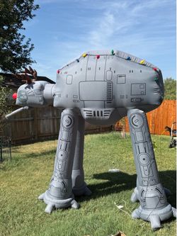 Gemmy 8.5-ft Lighted Star Wars AT-AT Christmas Inflatable styled like a reindeer with antlers and a red nose