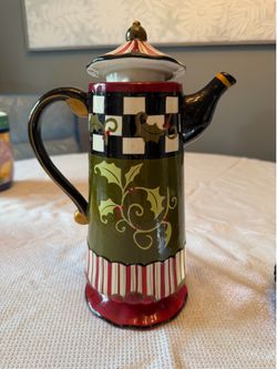 Whimsical Holiday Coffee pot  by Nanette Vacher