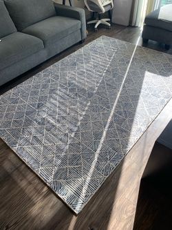 Rug with Blue and White Pattern
